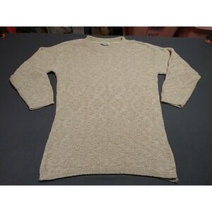 Rose Oversized Sweater Ladies M Beige Textured Fisherman Outdoor Lite USA